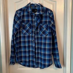 Hurley Blue Plaid Long Sleeve Button Up Skater Shirt Mens M Outdoor